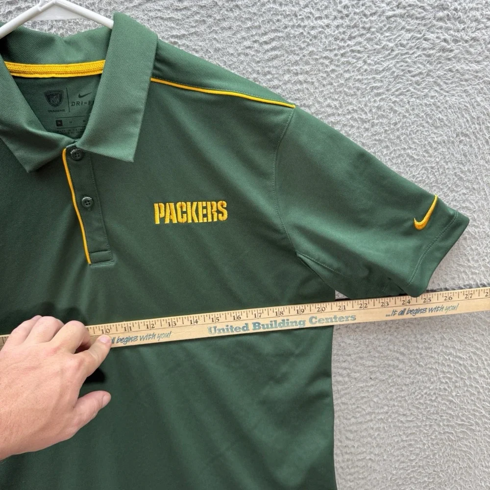 Green Bay Packers Shirt Adult Medium Green Polo Nike Dri Fit Performance Stretch